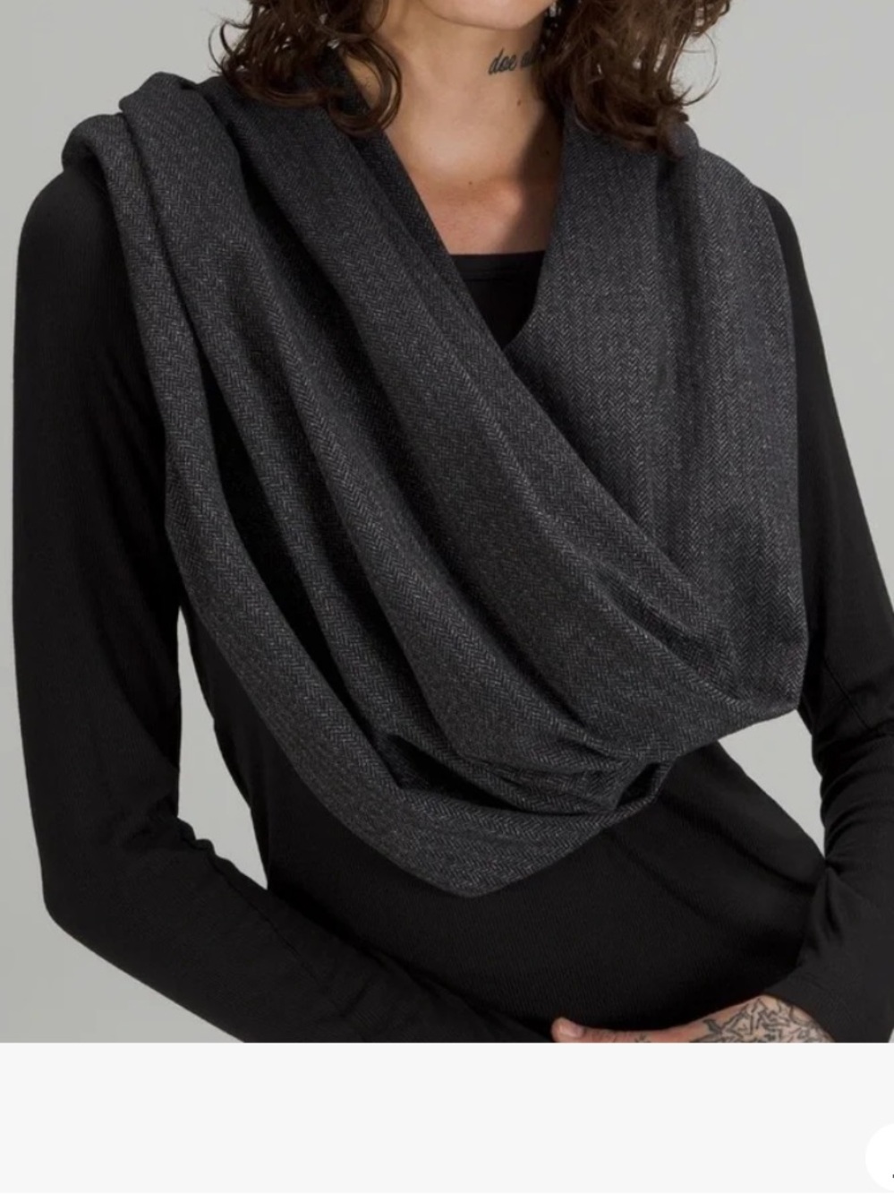 lululemon athletica black and gray Herringbone infinity scarf